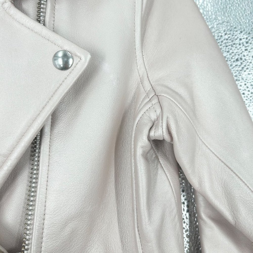 NWT Iro Milaspe Pearl Pink Lamb Leather Moto Jacket - Picture 10 of 11